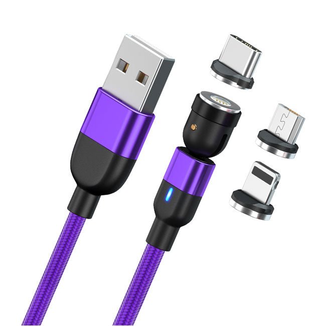 540 Degrees Magnetic Charging Cable 2 Metres (3 Amps) Purple New